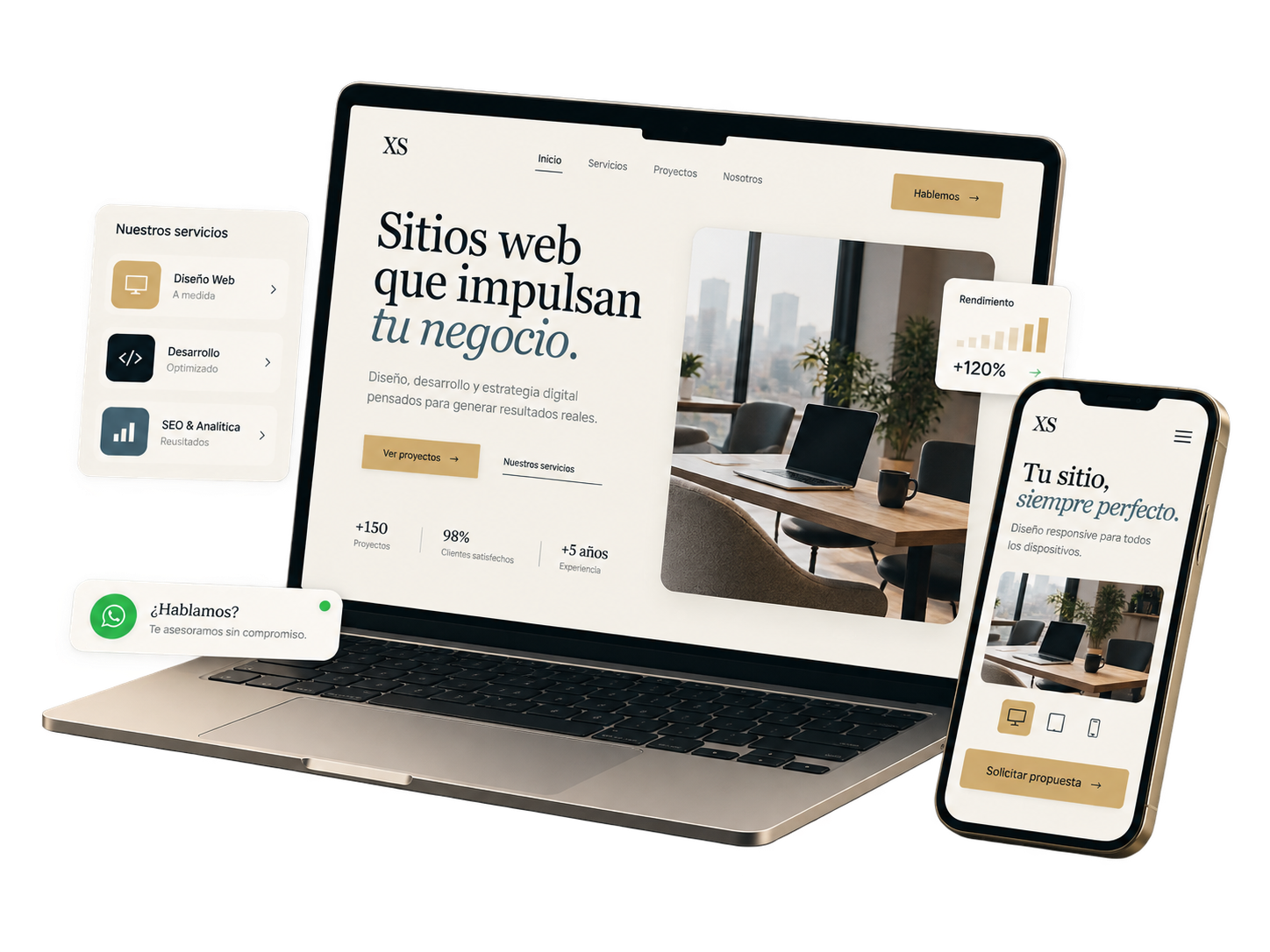 Ejemplo de una página web profesional adaptable a computadora y celular